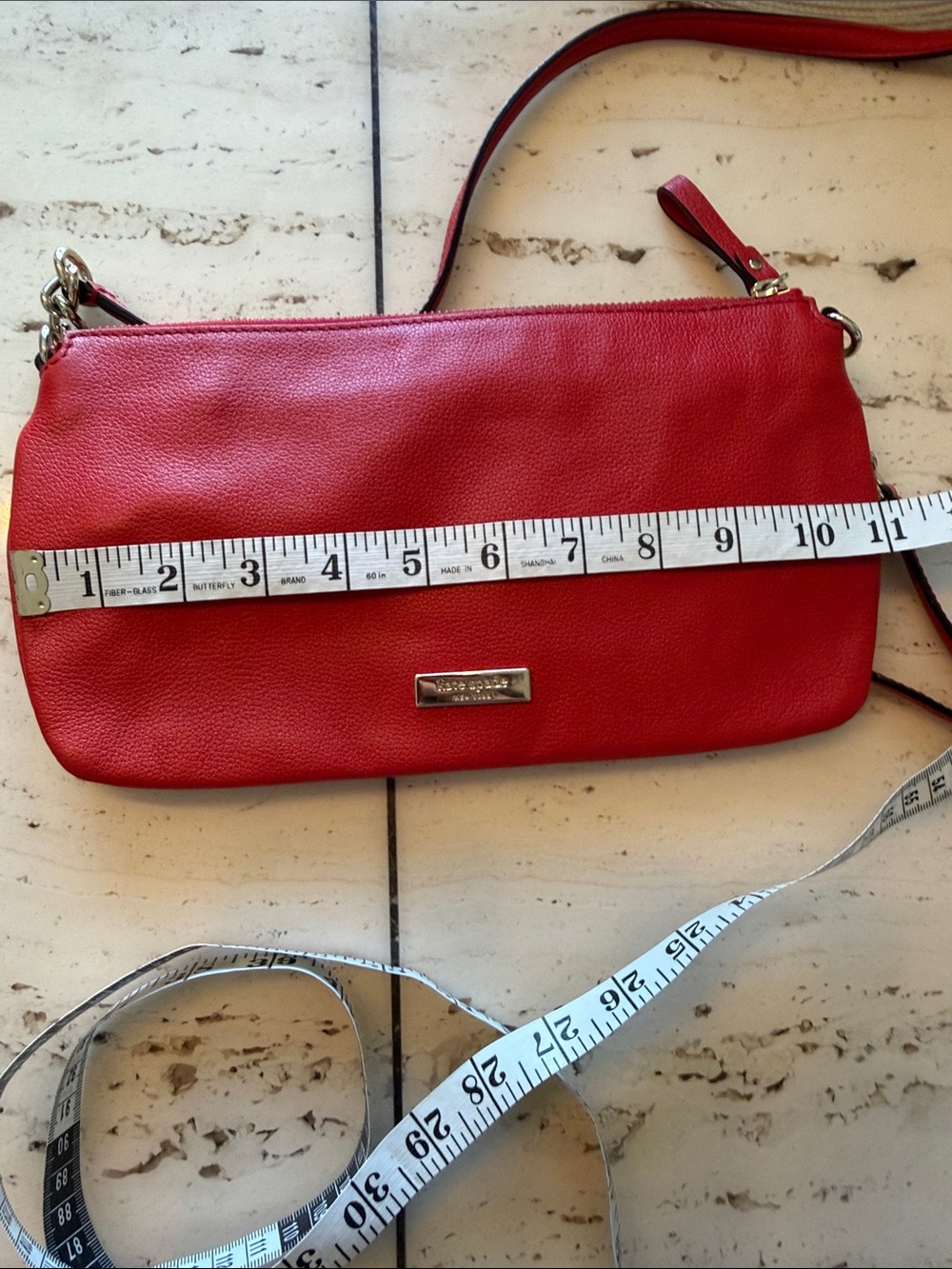 kate spade Red Bow-Accent Adjustable Pebbled Leather Crossbody Bag - Picture 6 of 13